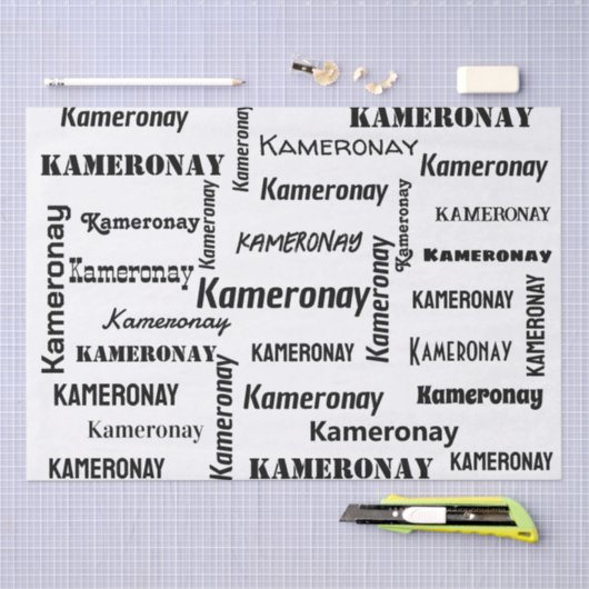 自分の名前を追加する白黒のカスタム 薄葉紙 (クラフト)