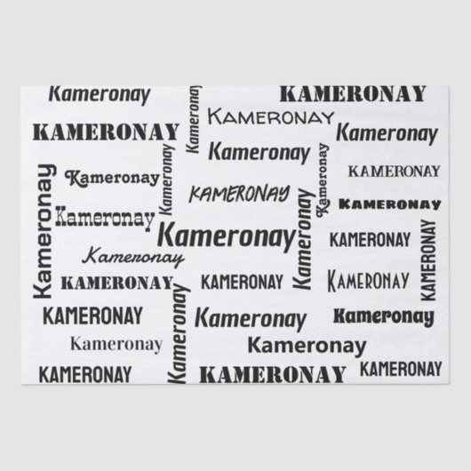 自分の名前を追加する白黒のカスタム 薄葉紙 (正面)