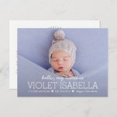 自分の名前シンプルベビー誕生発表葉書 ポストカード (正面/裏面)