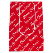 自分の名前パターンファミリークリスマスの作成 ミディアムペーパーバッグ (裏面)