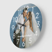 自分の名前パーソナライズされたの写結婚真を作成 ラージ壁時計 (傾斜)