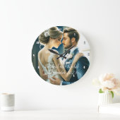 自分の名前パーソナライズされたの写結婚真を作成 ラージ壁時計 (ホーム)