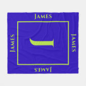 自分の名前、イニシャル、色のモノグラム フリースブランケット (正面(横))