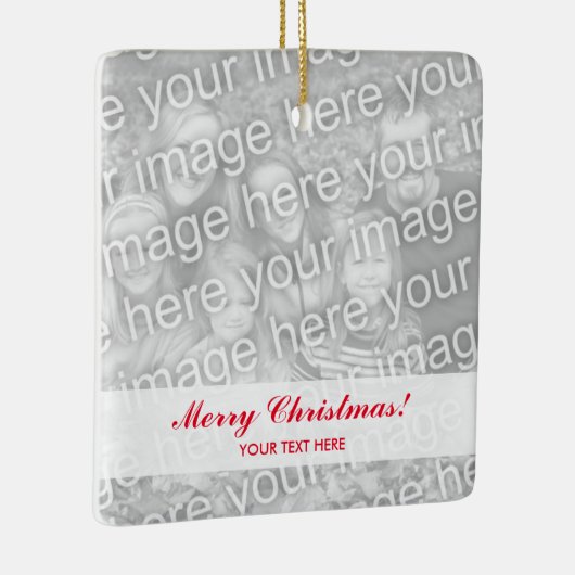 自分の四角いクリスマスツリーの写真オーナメント セラミックオーナメント (右)