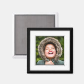 自分の四角い写真額付き黒いインレイ冷蔵庫 マグネット (正面/裏面)