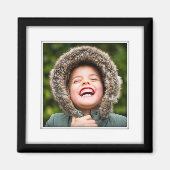 自分の四角い写真額付き黒いインレイ冷蔵庫 マグネット (正面)