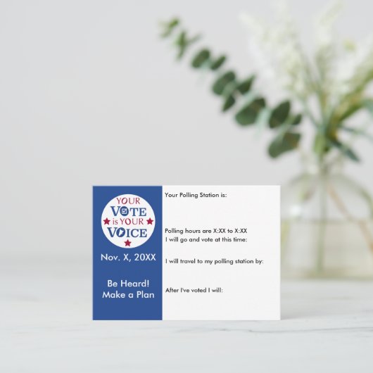 自分の声が投票の投票のリマインダー 名刺 (スタンド正面)