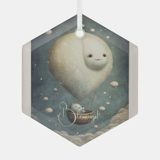 自分の夢のような熱気球のライドを作成する ガラスオーナメント (正面)