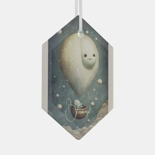 自分の夢のような熱気球のライドを作成する ガラスオーナメント (正面右)