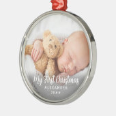 自分の大切初めてのクリスマス子供写真名 メタルオーナメント (左)