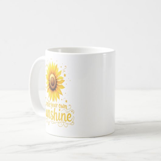 自分の太陽の光を作る – やる気を起こさせる Sunflower コーヒーマグカップ (正面左)