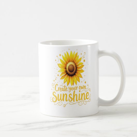 自分の太陽の光を作る – やる気を起こさせる Sunflower コーヒーマグカップ (右)