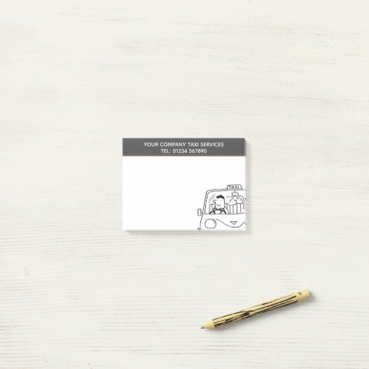 自分の好みに合った車を借りる、タクシーを利用するアニメ ポストイット (デスク上)