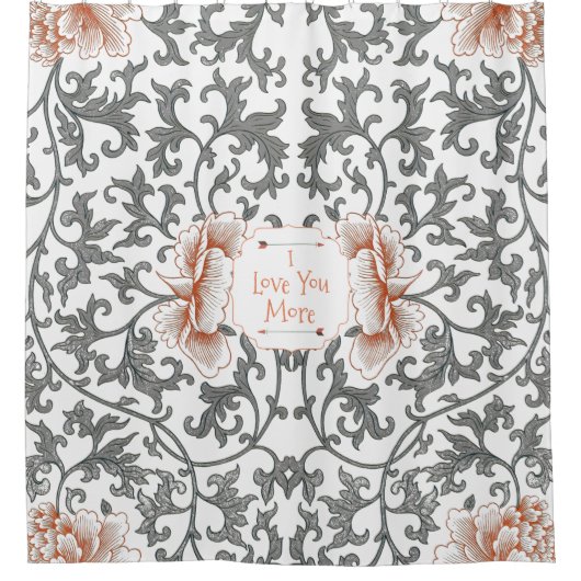 自分の好みに合わせて花モダン柄を言う シャワーカーテン (正面)