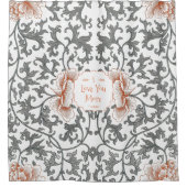 自分の好みに合わせて花モダン柄を言う シャワーカーテン (正面)