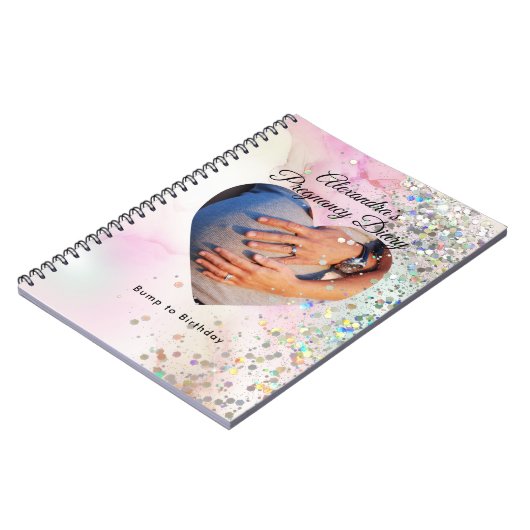 自分の妊娠日記の写真をカスタム作成 ノートブック (左側)