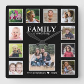 自分の姓を作成する引用文11フォトコラージュ スクエア壁時計 (正面)