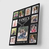 自分の姓を作成する引用文11フォトコラージュ スクエア壁時計 (傾斜)