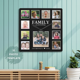 自分の姓を作成する引用文11フォトコラージュ スクエア壁時計