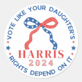 自分の娘の権利が自分の権利に依存するように投票する ラウンドシール (正面)