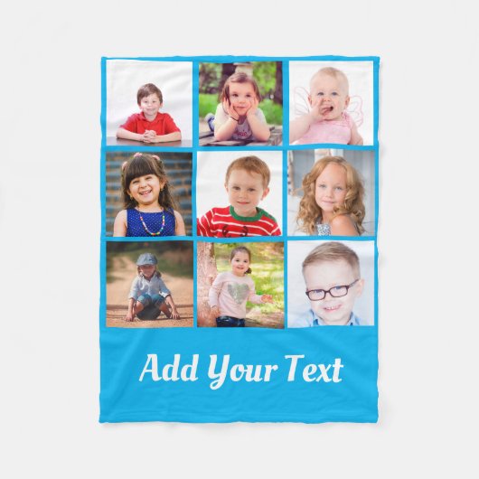 自分の子どもの家族の写真の作成コラージュ フリースブランケット (正面)