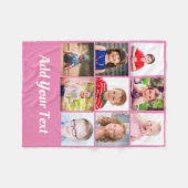 自分の子どもの家族の写真の作成コラージュ フリースブランケット (正面(横))