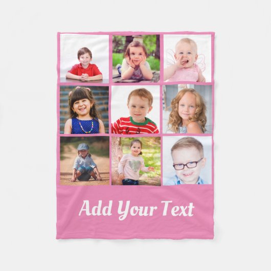 自分の子どもの家族の写真の作成コラージュ フリースブランケット (正面)