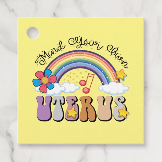 自分の子宮フェミニズムのプロの選択レインボーに注意 フェイバータグ (正面)