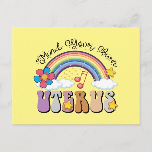 自分の子宮フェミニズムのプロの選択レインボーに注意 ポストカード (正面)