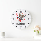 自分の子犬の愛をパーソナライズする ラージ壁時計 (ホーム)