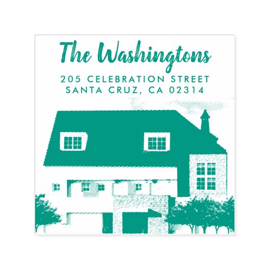 自分の家の写真をアップロード差出人住所 セルフインキングスタンプ (デザイン)