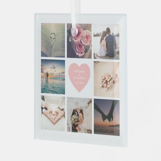 自分の家族のカスタム写真を作成する ガラスオーナメント (正面左)