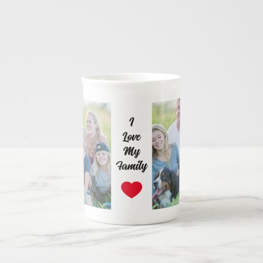 自分の家族のカスタム写真を作成 ボーンチャイナマグカップ (正面)