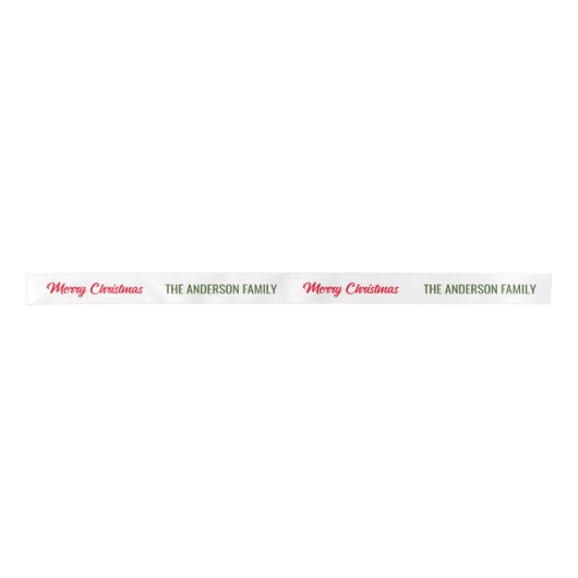 自分の家族のクリスマスを作パーソナライズされたる サテンリボン (正面)