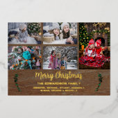 自分の家族のコラージュ素朴なフォイルのクリスマスを作る 箔シーズンカード (正面)