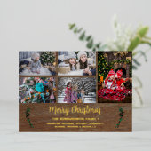 自分の家族のコラージュ素朴なフォイルのクリスマスを作る 箔シーズンカード (立ち正面)