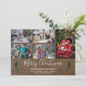 自分の家族のコラージュ素朴な木のクリスマスを作る シーズンカード (スタンド正面)