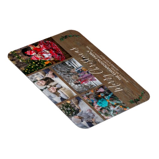 自分の家族のコラージュ素朴な木のクリスマスを作る マグネット (右側)