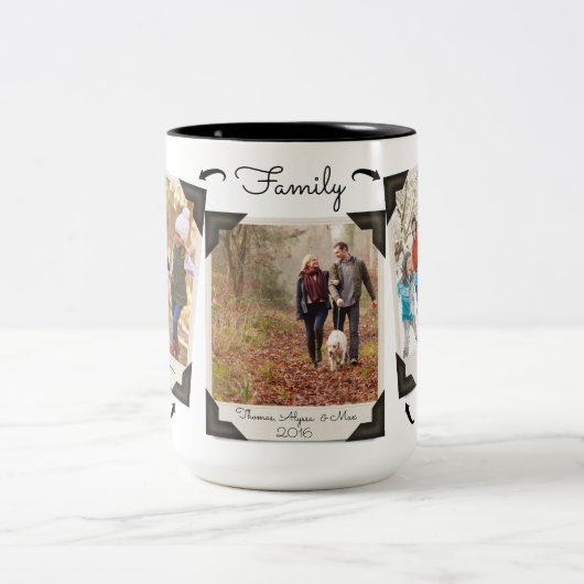 自分の家族のフォトアルバムを完全にパーソナライズされた ツートーンマグカップ (中央)