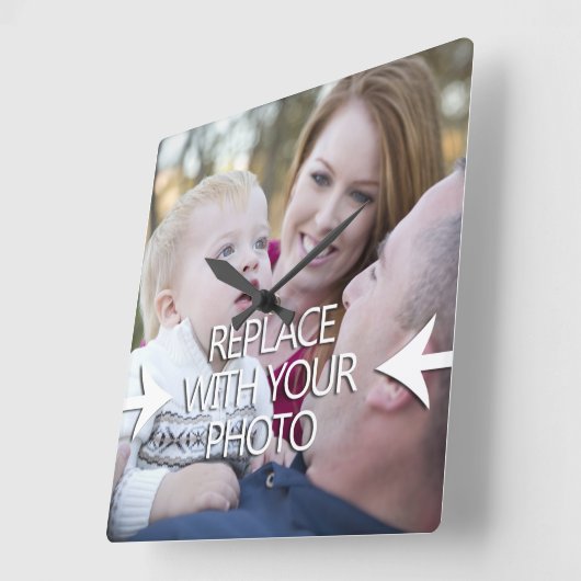 自分の家族のフォトクロックを作成する スクエア壁時計 (傾斜)