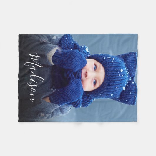 自分の家族のフォトモノグラムを作成する フリースブランケット (正面(横))