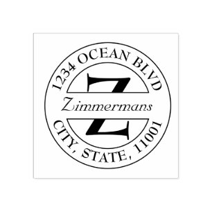 自分の家族のモノグラムモダンラウンドの作成 ラバースタンプ