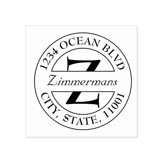 自分の家族のモノグラムモダンラウンドの作成 ラバースタンプ (インプリント)