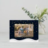 自分の家族の写真のエレガントクリスマスを作成 箔シーズンポストカード (立ち正面)