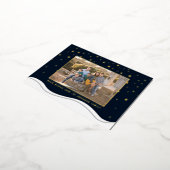 自分の家族の写真のエレガントクリスマスを作成 箔シーズンポストカード (回転した状態)