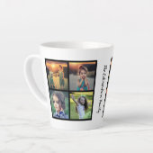 自分の家族の写真のコラージュのファミリ名を作成する カフェラテマグ (左アングル)