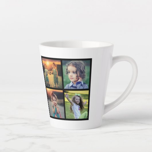 自分の家族の写真のコラージュのファミリ名を作成する カフェラテマグ (右)