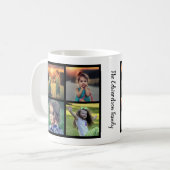 自分の家族の写真のコラージュのファミリ名を作成する コーヒーマグカップ (正面左)