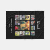 自分の家族の写真のコラージュモノグラム名を作成する フリースブランケット (正面(横))