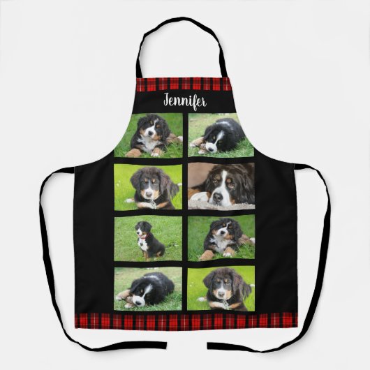 自分の家族の写真のコラージュ名のエプロンを作成 エプロン (正面)